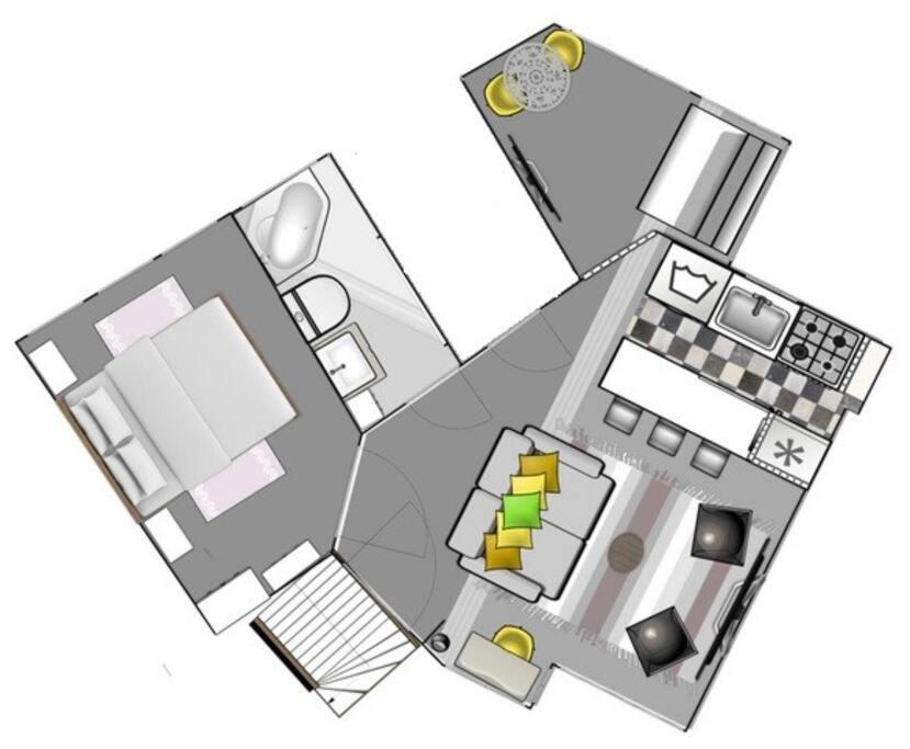 planta de una habitación pequeña con en Mini independent apartment, en Lima