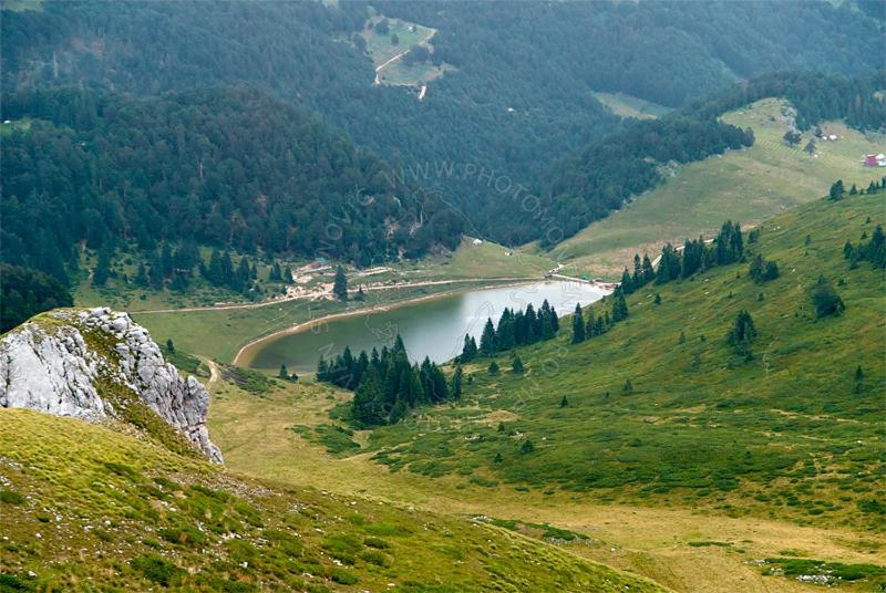 a view of a lake in a valley with trees at Seosko domaćinstvo Miko Merdović in Berane