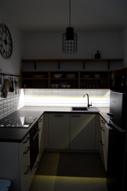 Kuchyň nebo kuchyňský kout v ubytování Apartmán Hubertus No 2