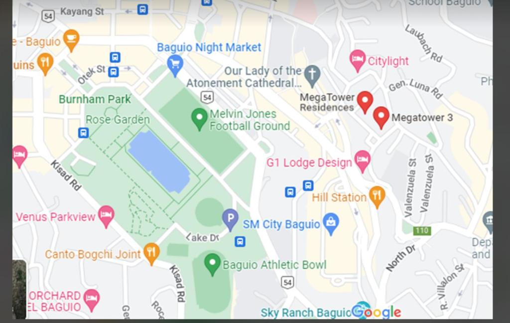 a map of our lady of the american cathedral at Megatower 3 - Close to Session Road - City Center in Baguio