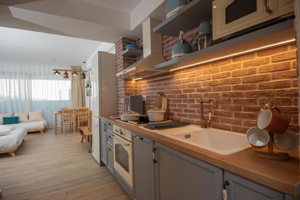 Kuchyňa alebo kuchynka v ubytovaní Ammos Lux Apartments Crete