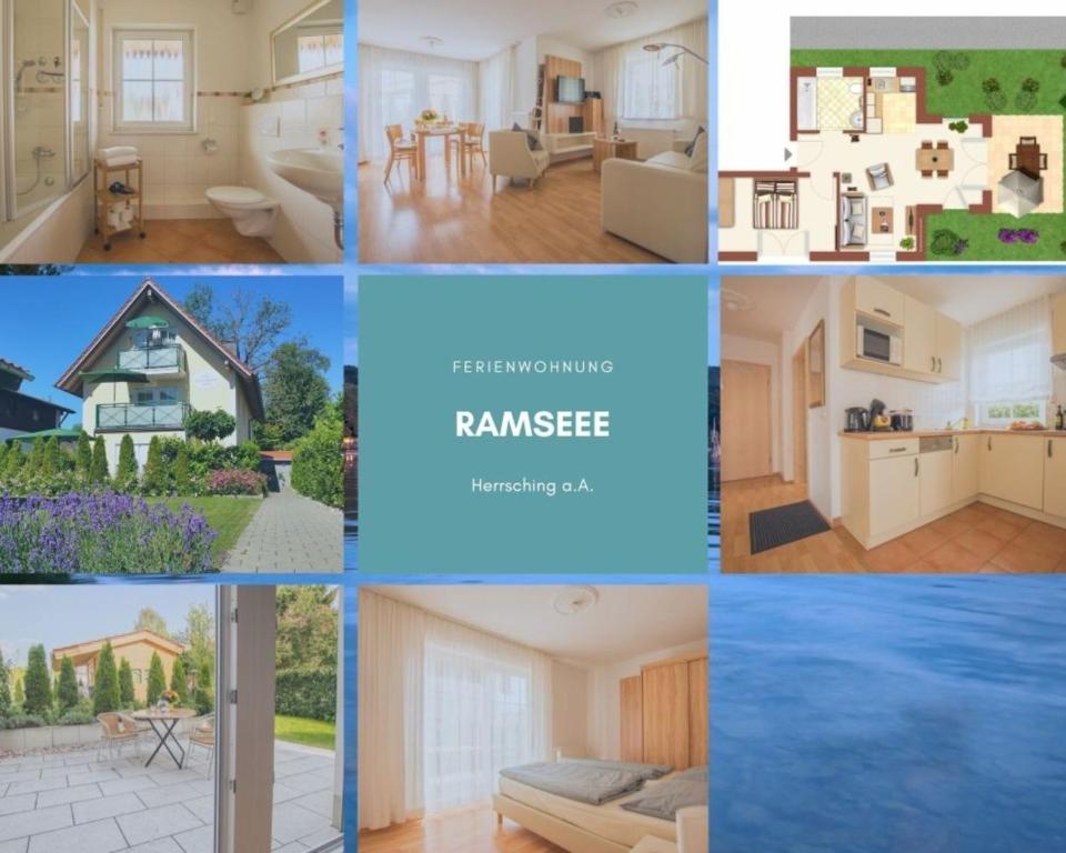 eine Collage von Bildern eines Hauses in der Unterkunft Ferienwohnung Ramsee in Herrsching am Ammersee