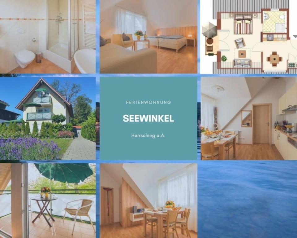 a collage of pictures of a house at Ferienwohnung Seewinkel in Herrsching am Ammersee