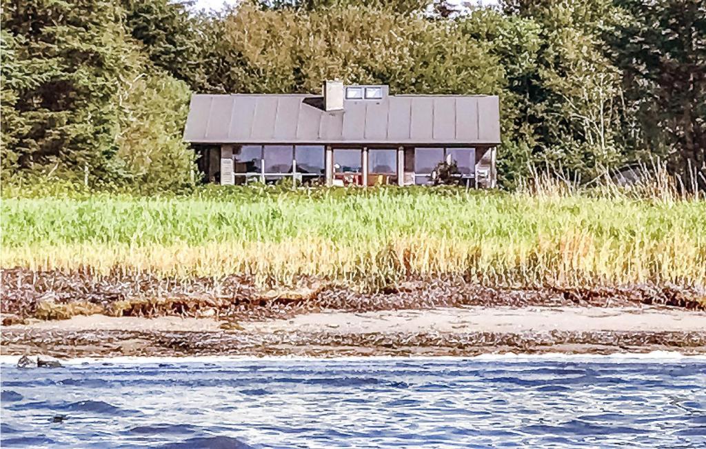 Vester Jølby的住宿－弗基德卡爾度假屋，河边田野顶上的房屋