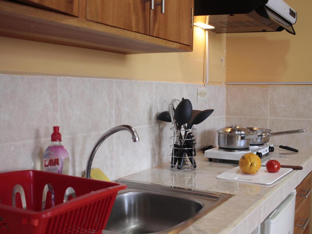 a kitchen with a sink and a counter top at Casa Itabaca I in San Cristobal