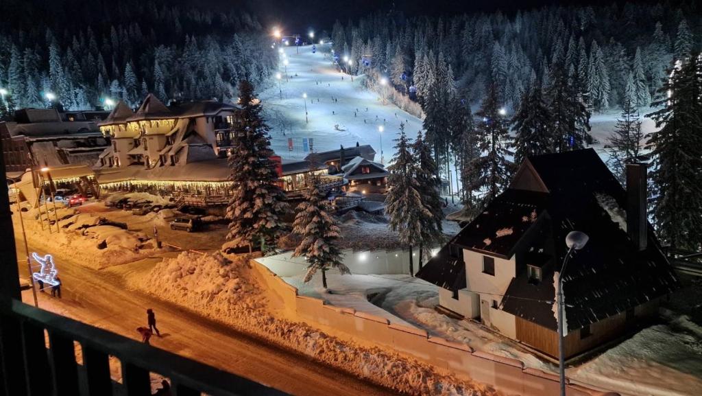 a model of a ski resort at night at Olimpijska kuća A307 in Jahorina