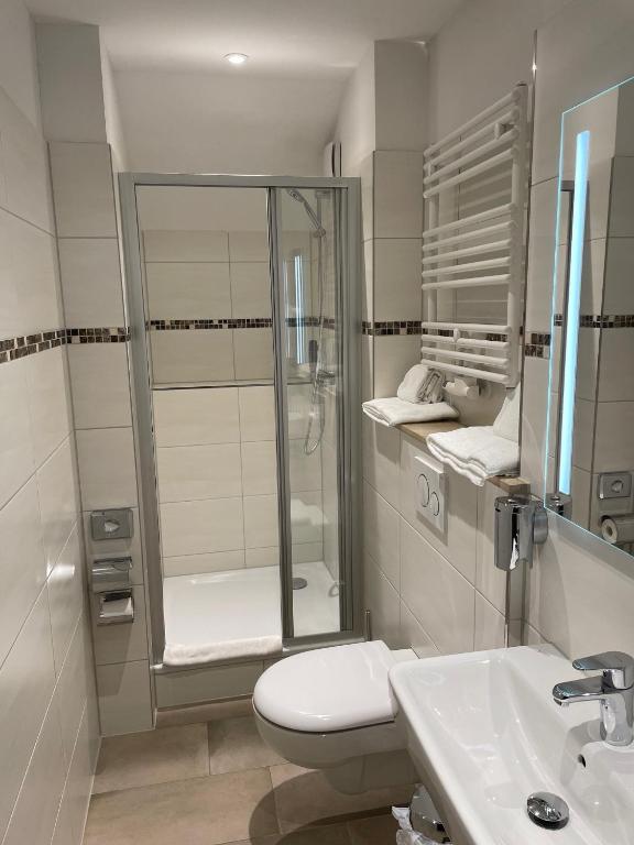 Koupelna v ubytování Hotel Harburger Hof