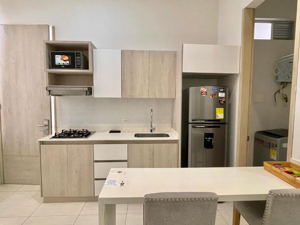 Kuchyň nebo kuchyňský kout v ubytování Apartamentos Loft Mikonos