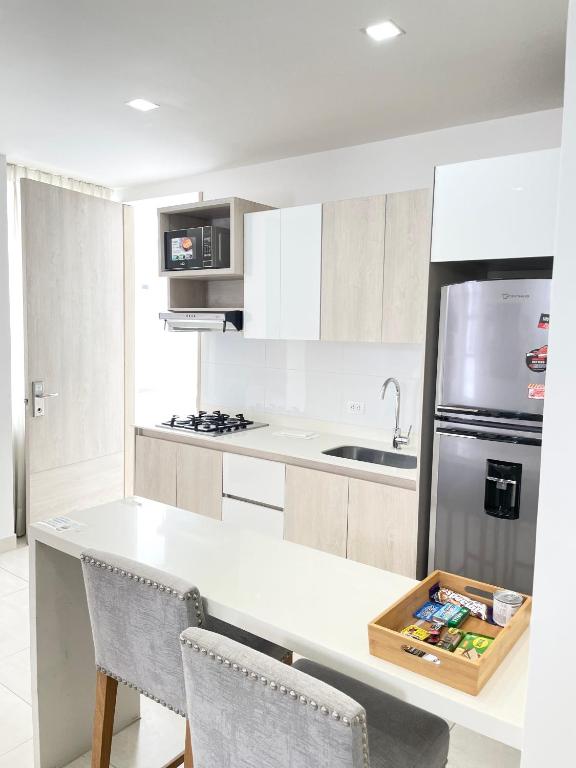 Kuchyň nebo kuchyňský kout v ubytování Apartamentos Loft Mikonos
