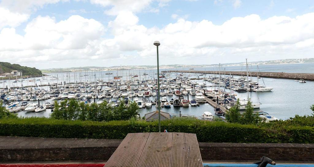 a marina filled with lots of boats in the water at Marina View Brixham in Brixham