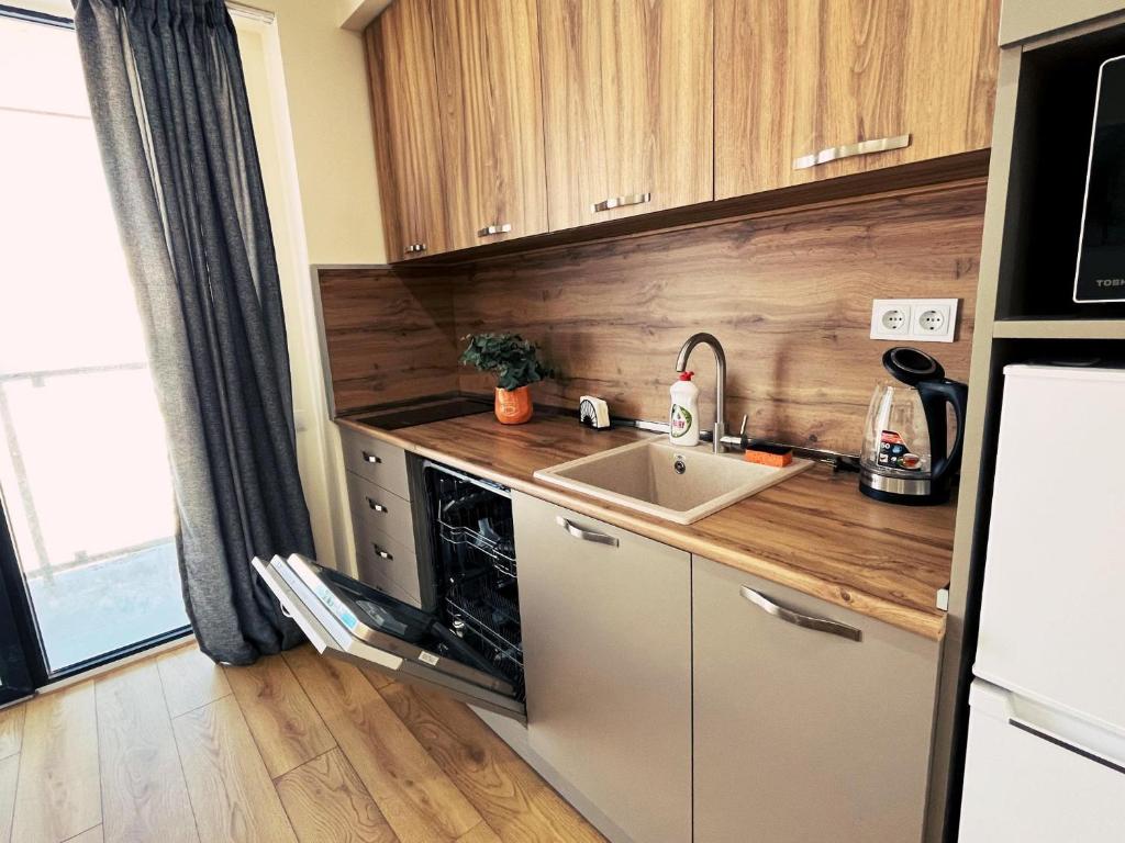 Kuchyň nebo kuchyňský kout v ubytování Delux apartment for 6 guest, new gudauri