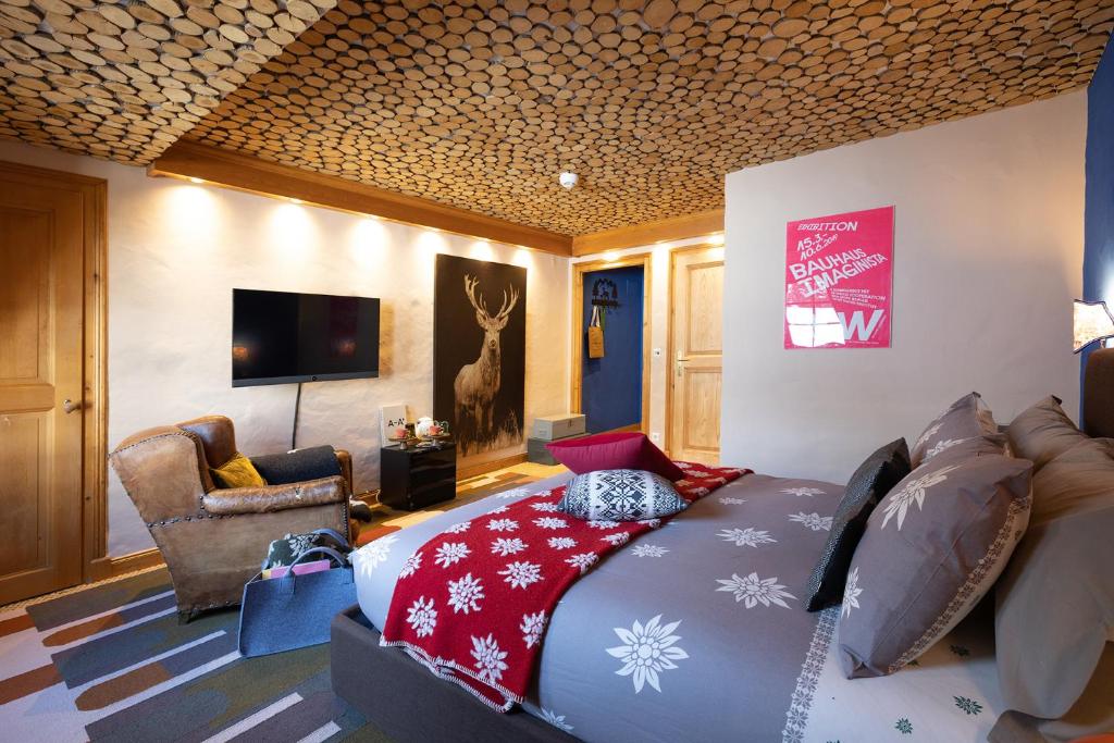 TV a/nebo společenská místnost v ubytování Magic Megève Bois