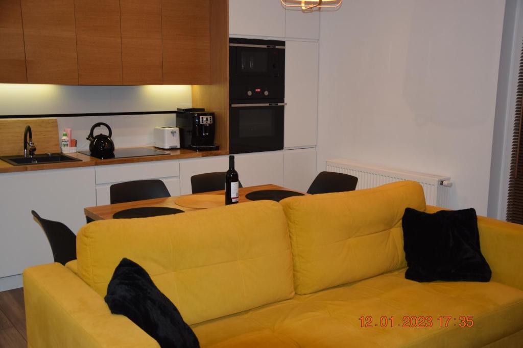 Kuchyň nebo kuchyňský kout v ubytování Apartament Spokojny