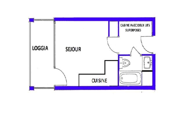 a floor plan of a bathroom with a toilet at Vue Mer 180° Parking+Lave-Linge+Proche Plages+Piscine in Cap d&#39;Agde