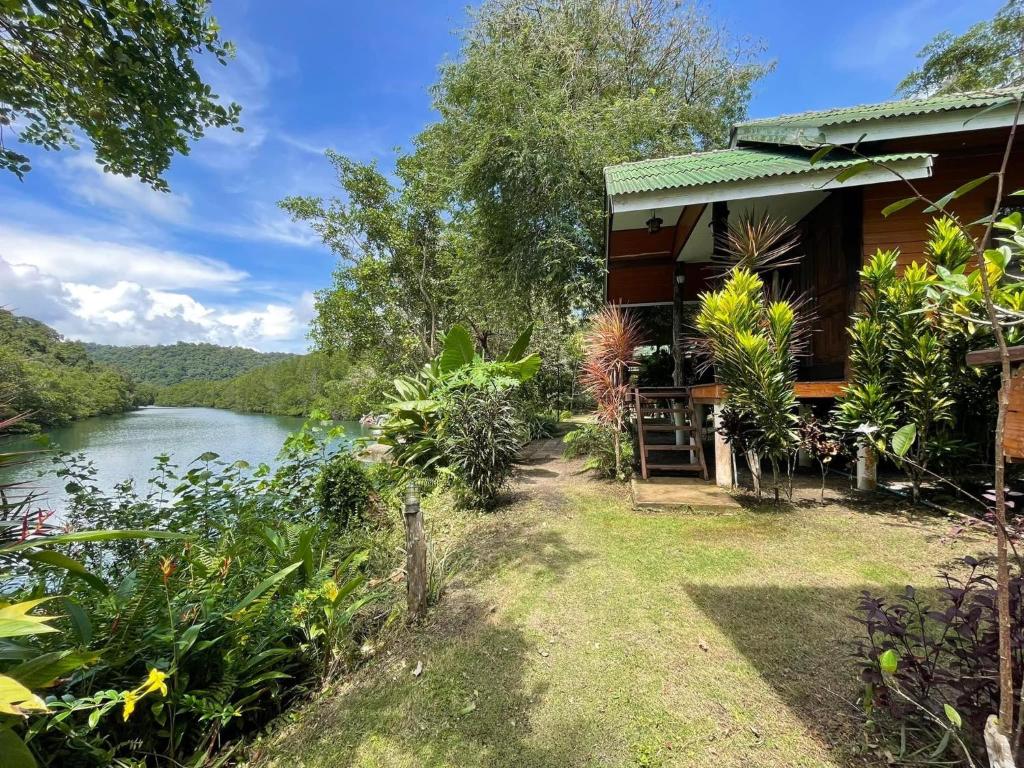 クッド島にあるMangrove bungalow & restaurantの川の見える家