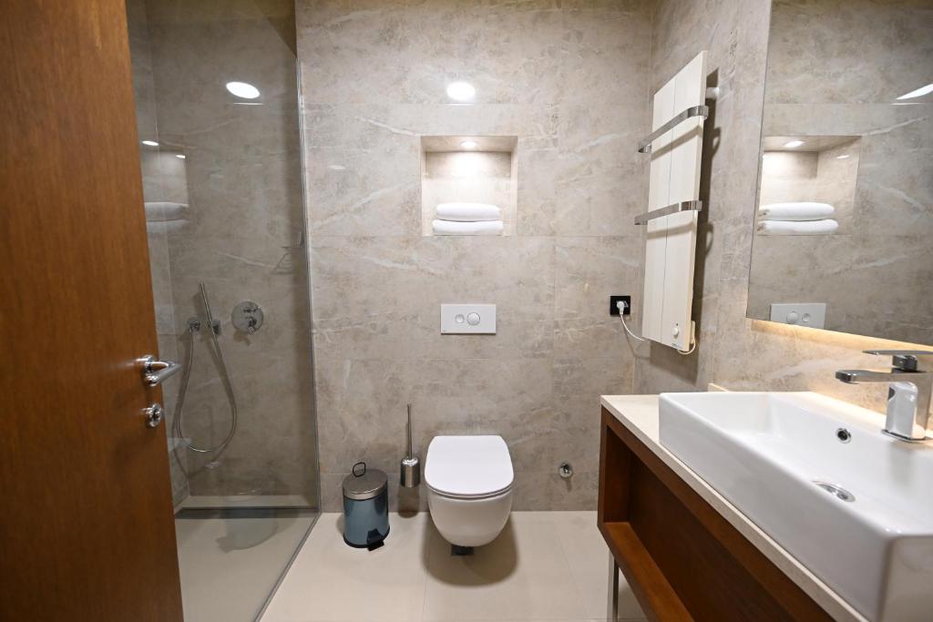 Koupelna v ubytování Hotel Tamiš & Spa