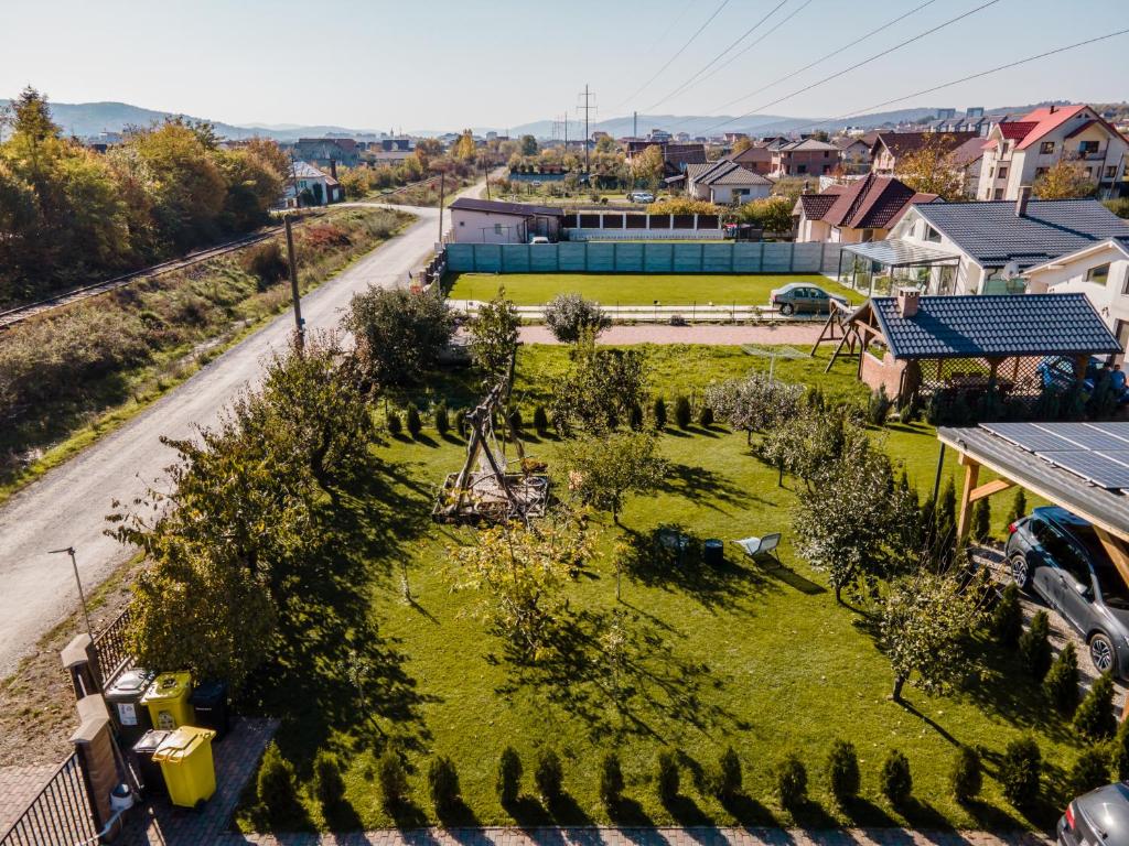 an aerial view of a park with trees at Mareshal Residence in Bistriţa