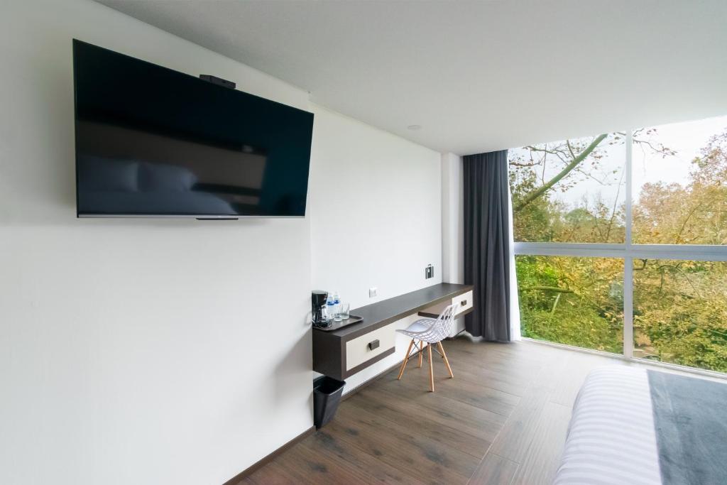 TV a/nebo společenská místnost v ubytování Hotel Balcón del Parque