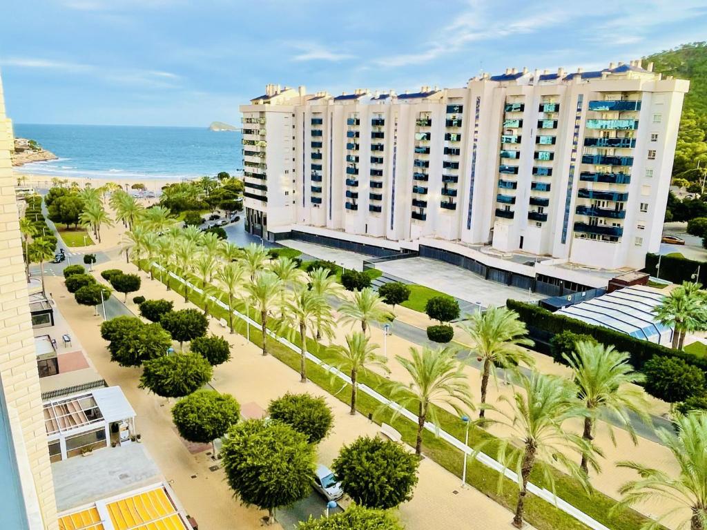 an aerial view of a resort with palm trees and the ocean at A344 - Gemelos 24 - 2004 Finestrat s.l. in Villajoyosa