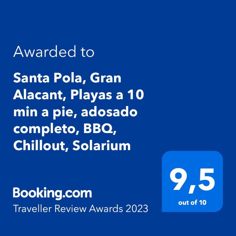 Certifikát, hodnocení, plakát nebo jiný dokument vystavený v ubytování Santa Pola, Gran Alacant, Playas cerca, adosado completo, Chillout, Solarium