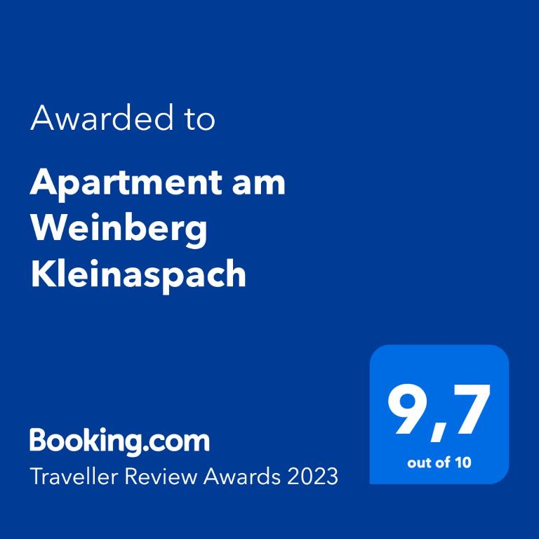 Certifikát, hodnocení, plakát nebo jiný dokument vystavený v ubytování Apartment am Weinberg Kleinaspach