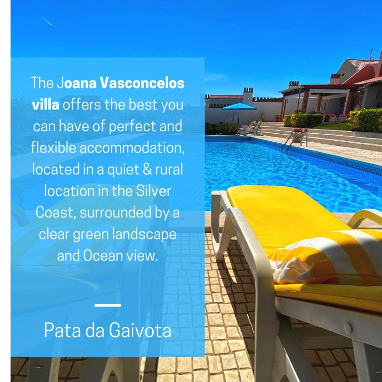 a advertisement for a villa with a swimming pool at Apartamento Joana Vasconcelos, Ocean view & Pool - Pata da Gaivota in Lourinhã