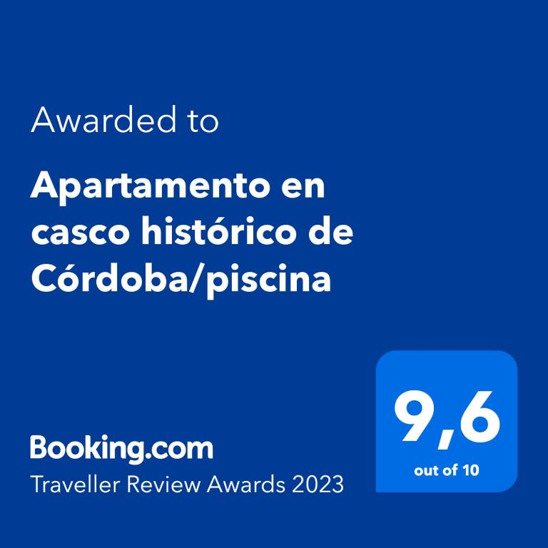 Certifikát, hodnocení, plakát nebo jiný dokument vystavený v ubytování Apartamento en casco histórico de Córdoba/piscina