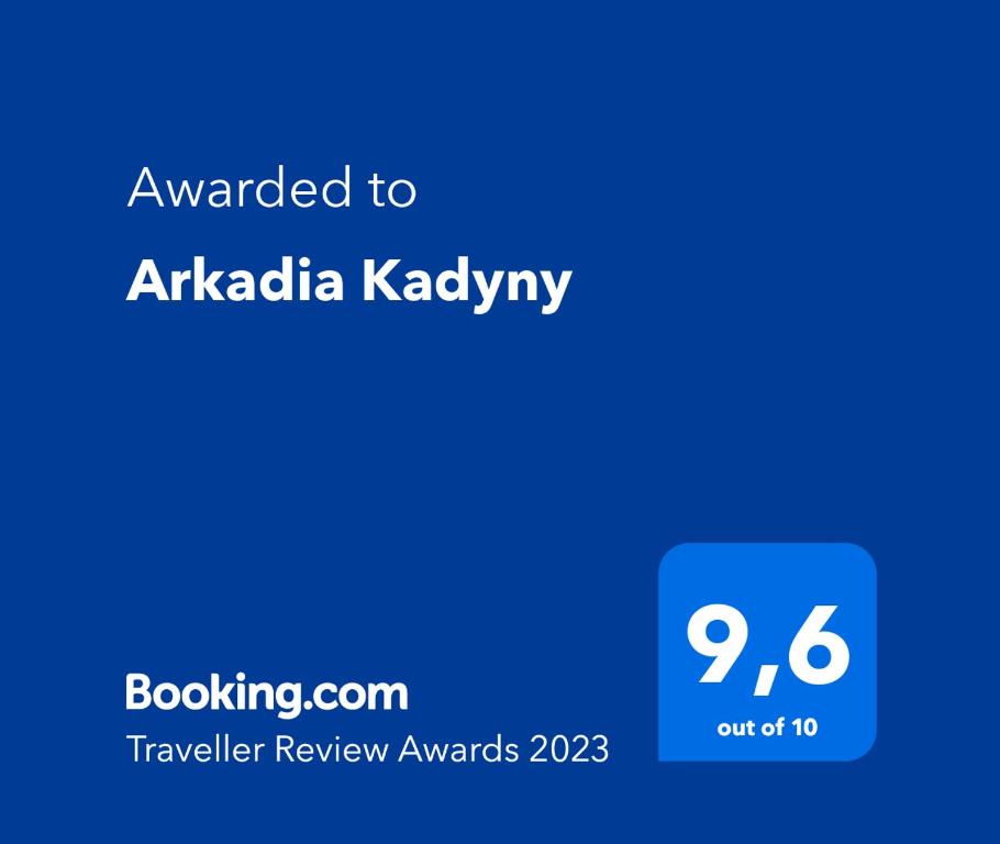 Certifikát, ocenenie alebo iný dokument vystavený v ubytovaní Arkadia Kadyny