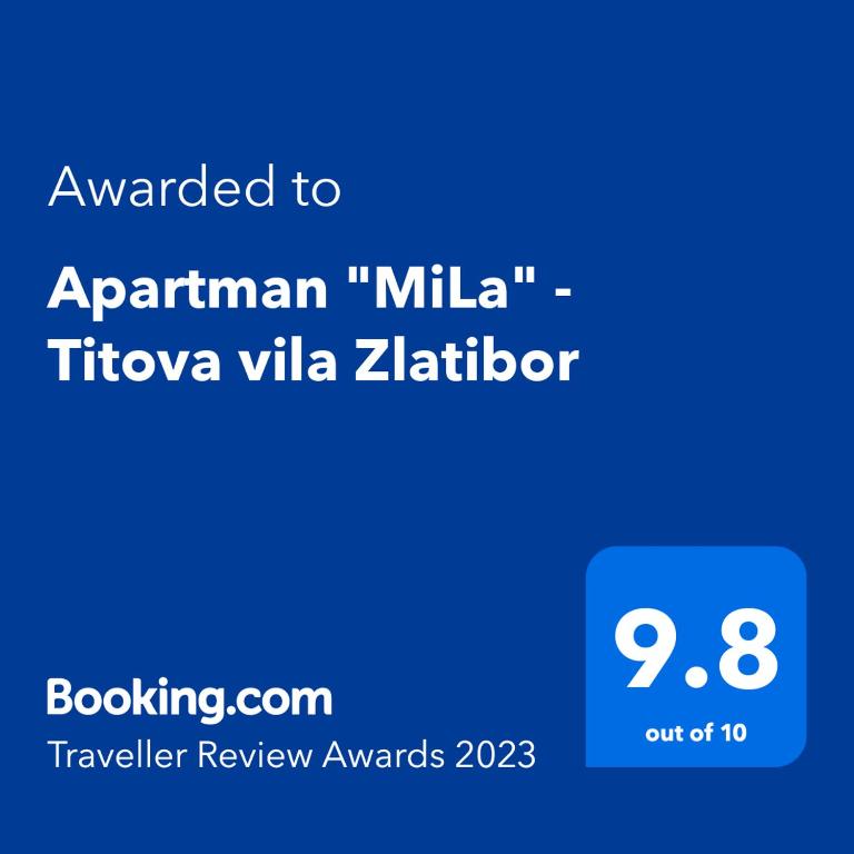 Sertifikat, nagrada, logo ili drugi dokument prikazan u objektu Apartman "MiLa" - Titova vila Zlatibor