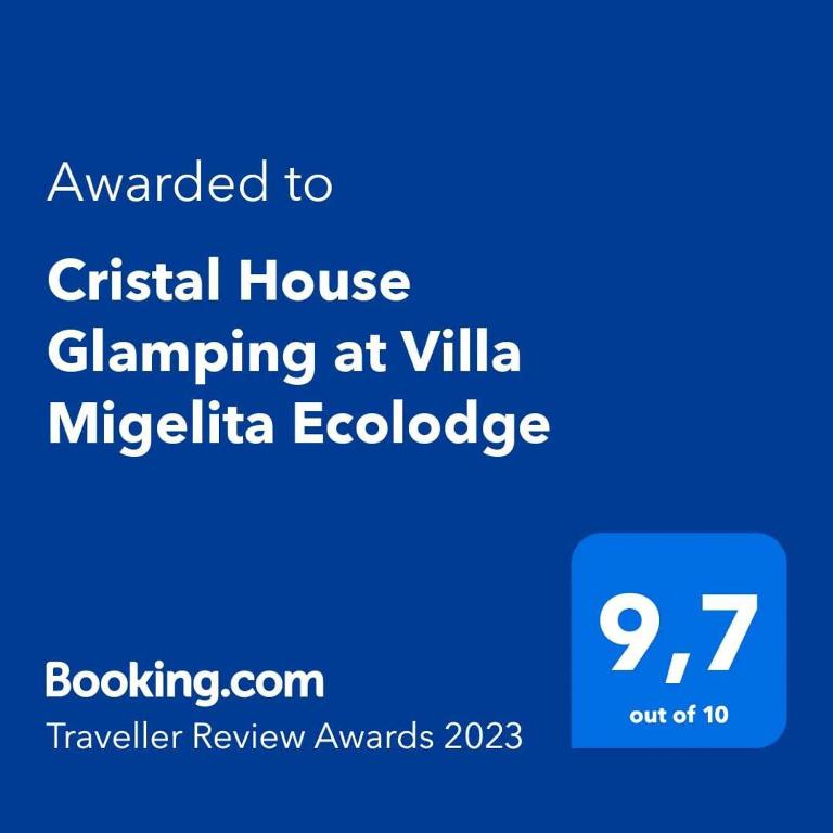 Certifikát, hodnocení, plakát nebo jiný dokument vystavený v ubytování Cristal House Glamping at Villa Migelita Ecolodge