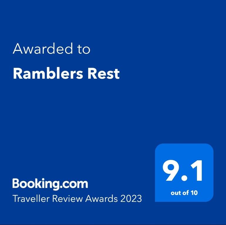 Vottorð, verðlaun, skilti eða annað skjal til sýnis á Ramblers Rest