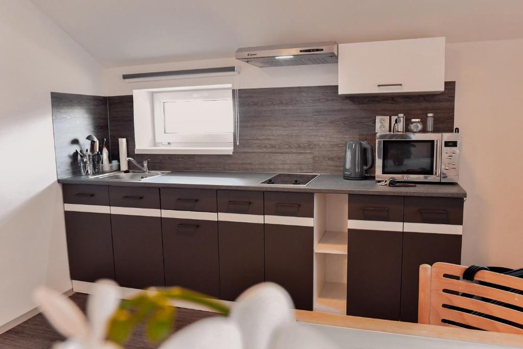 Kuchyň nebo kuchyňský kout v ubytování Apartmány Centrum