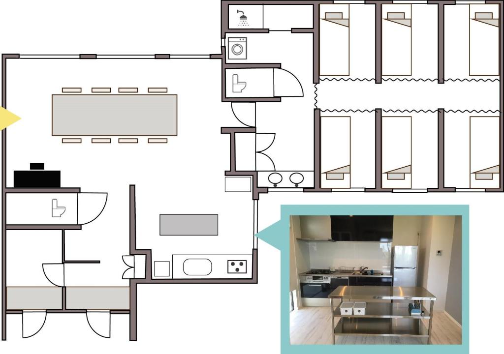 Půdorys ubytování Guesthouse ORI ORI