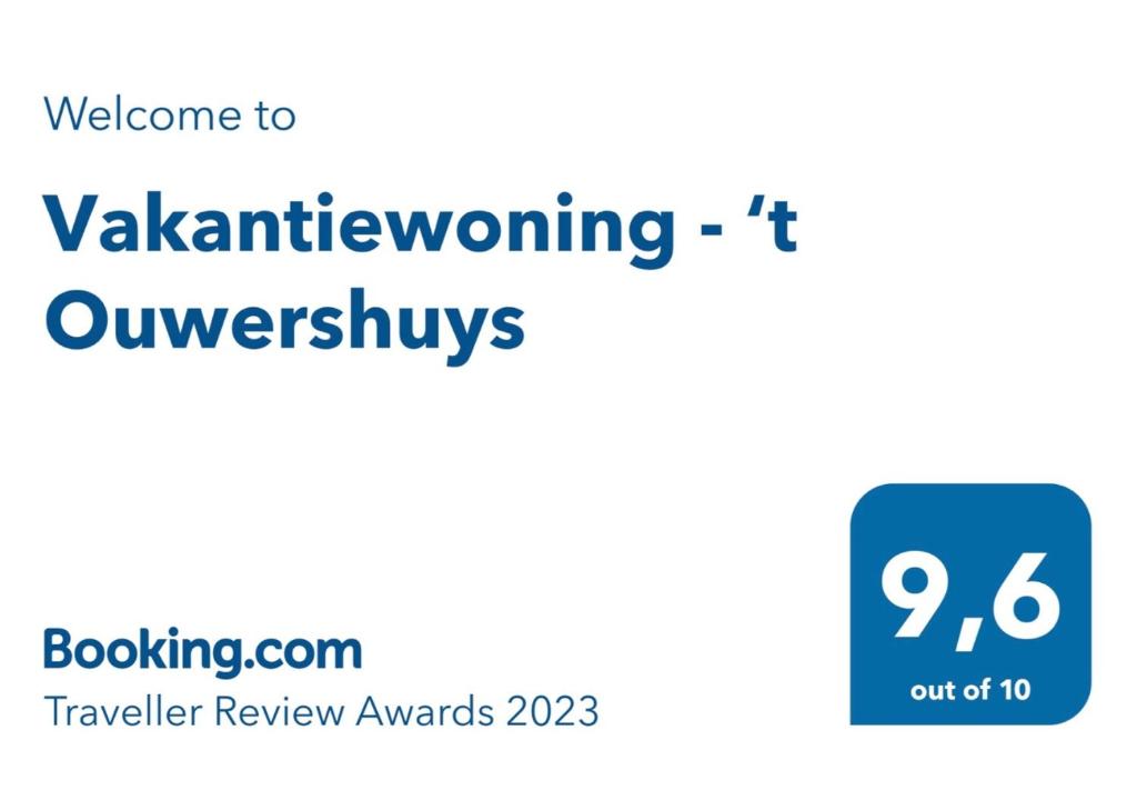 Certifikát, hodnocení, plakát nebo jiný dokument vystavený v ubytování Vakantiewoning - ‘t Ouwershuys