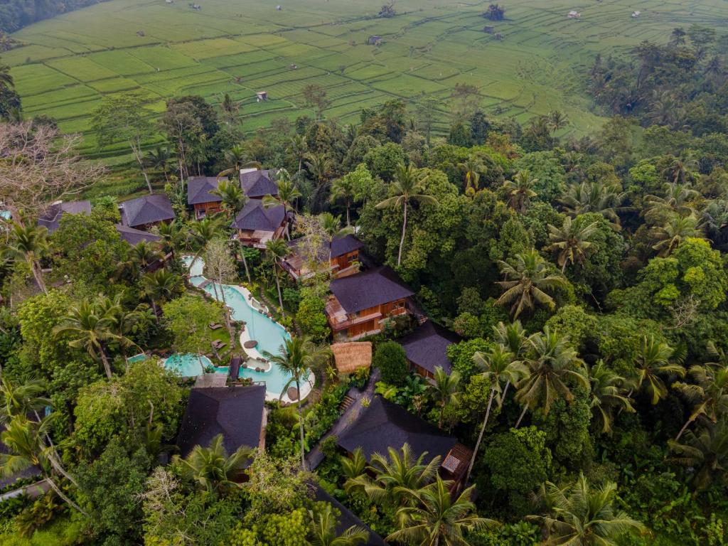 an aerial view of a resort in the jungle at Kappa Senses Ubud in Ubud
