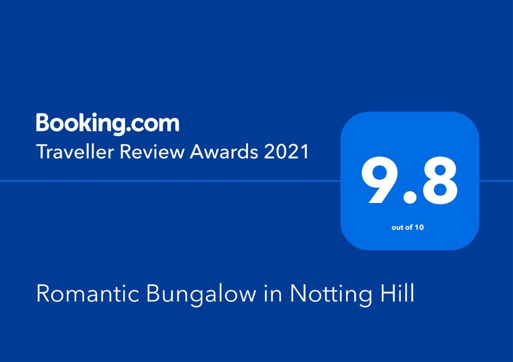 Certifikát, hodnocení, plakát nebo jiný dokument vystavený v ubytování Romantic Bungalow in Notting Hill