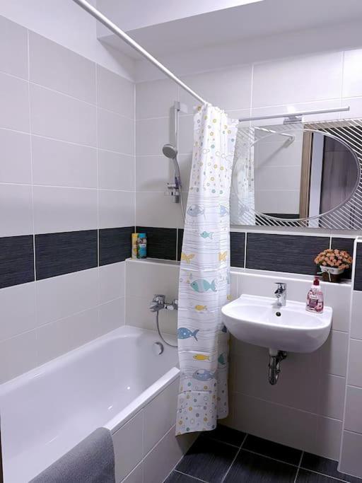 Kúpeľňa v ubytovaní Corvin cozy Apartment with balcony309