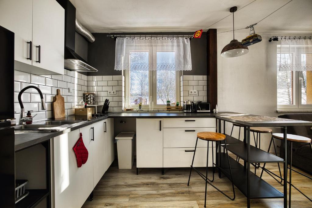 Kuchyň nebo kuchyňský kout v ubytování Apartmány Pod Šerákem