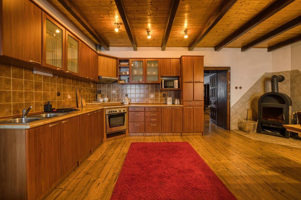 Kuchyň nebo kuchyňský kout v ubytování Apartmány Pod Šerákem