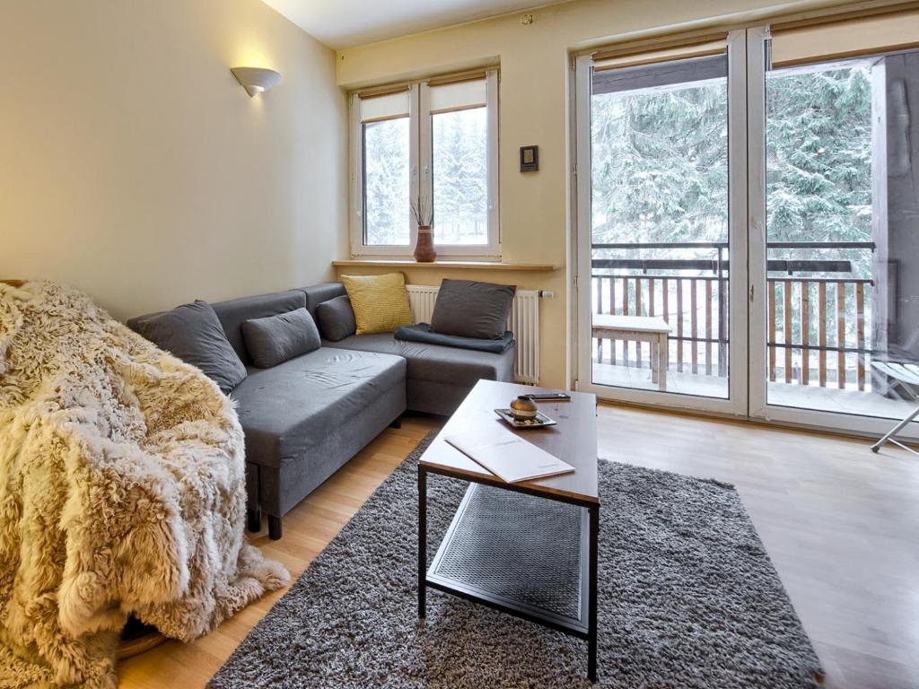 sala de estar con sofá y mesa en VisitZakopane - Nosal Apartment, en Zakopane