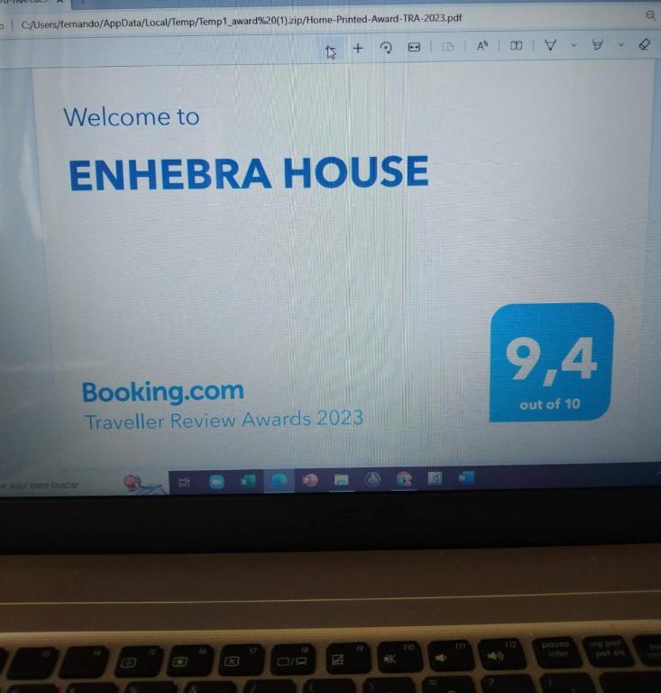 Certifikát, hodnocení, plakát nebo jiný dokument vystavený v ubytování ENHEBRA HOUSE