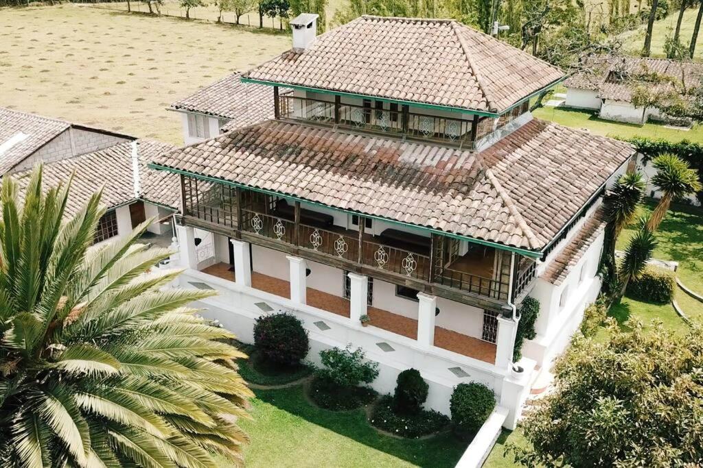 an overhead view of a house with a roof at La Quinta San Miguel-Located Between Two Volcanoes in Cotacachi
