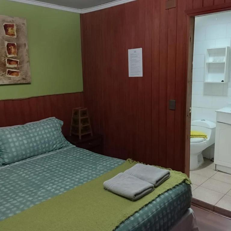 Postel nebo postele na pokoji v ubytování Hostal Mahuida