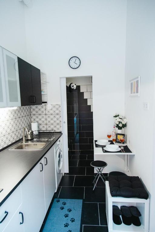 Kuchyňa alebo kuchynka v ubytovaní Black & White Apartment with a gift soft PANDA