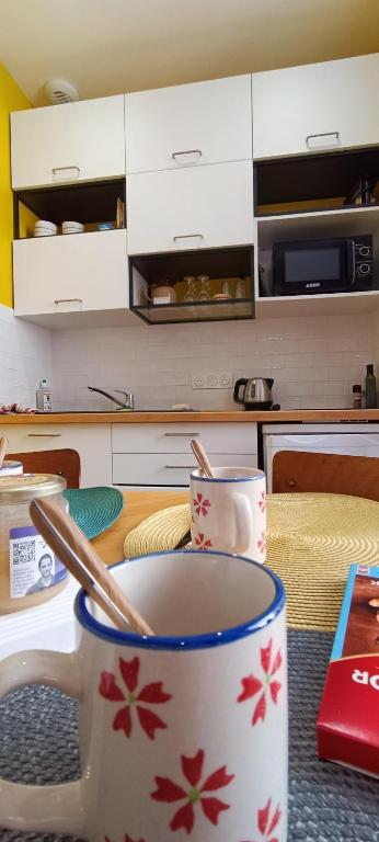 Kuchyňa alebo kuchynka v ubytovaní Appartement cosy - Ile Penotte - Sables d'Olonne - La Clé Chaumoise