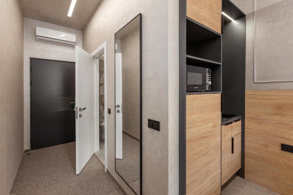 Kuchyň nebo kuchyňský kout v ubytování Jam Apartments Miskevycha