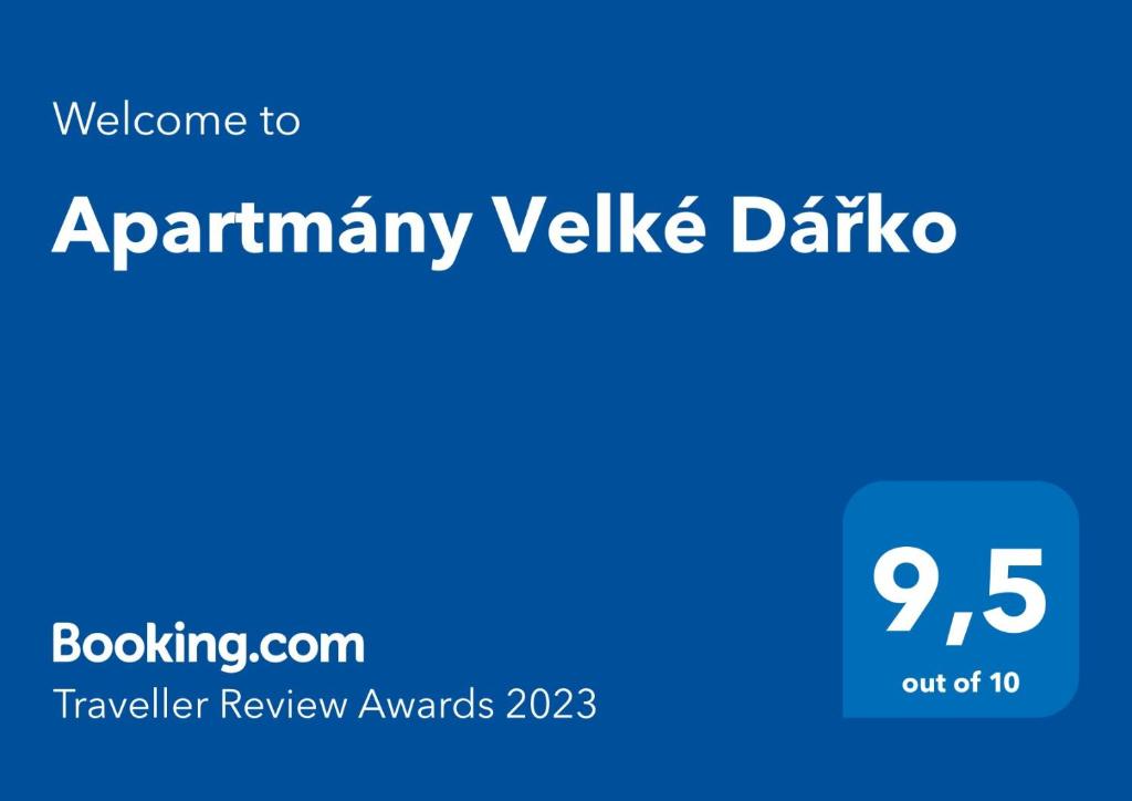 Certifikát, hodnocení, plakát nebo jiný dokument vystavený v ubytování Apartmány Velké Dářko