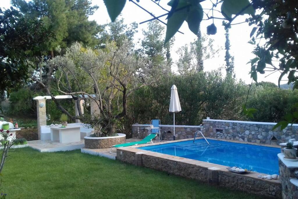 una piscina en un patio con piscina en Granatapfel en Porto Heli