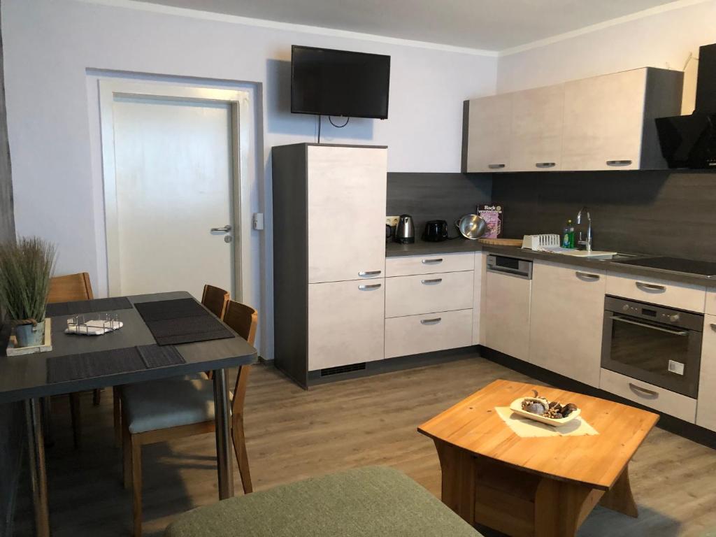 Kuchyň nebo kuchyňský kout v ubytování Pension Landhaus Machold