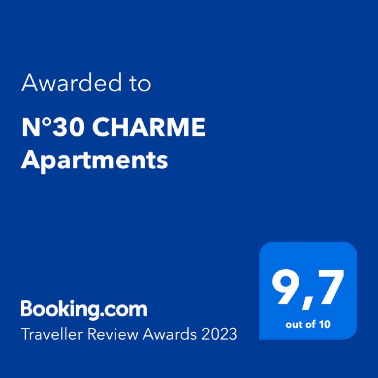 Certifikát, hodnocení, plakát nebo jiný dokument vystavený v ubytování N°30 CHARME Apartments
